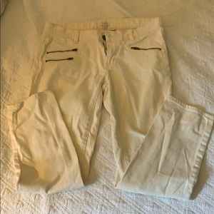 J. Crew cream skinny ankle jeans